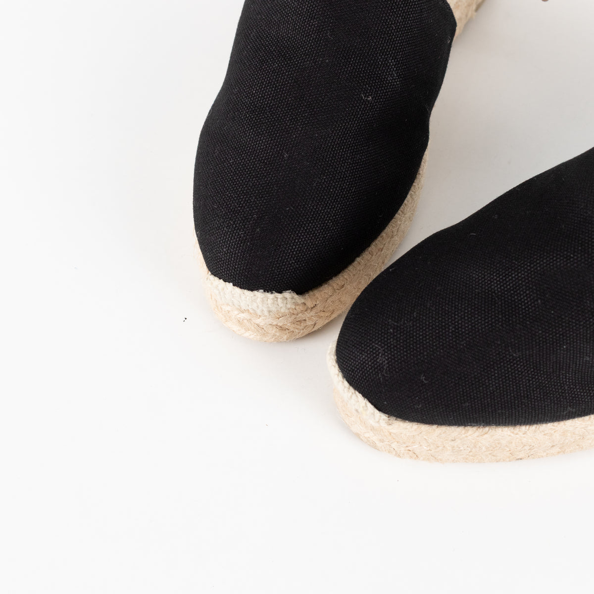 Castaner Black Linen Wedge Espadrilles