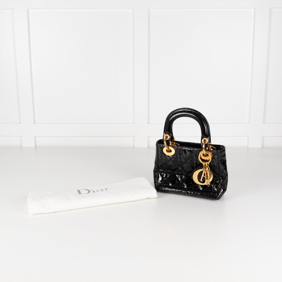 Christian Dior Black Patent Vintage Mini Lady Dior