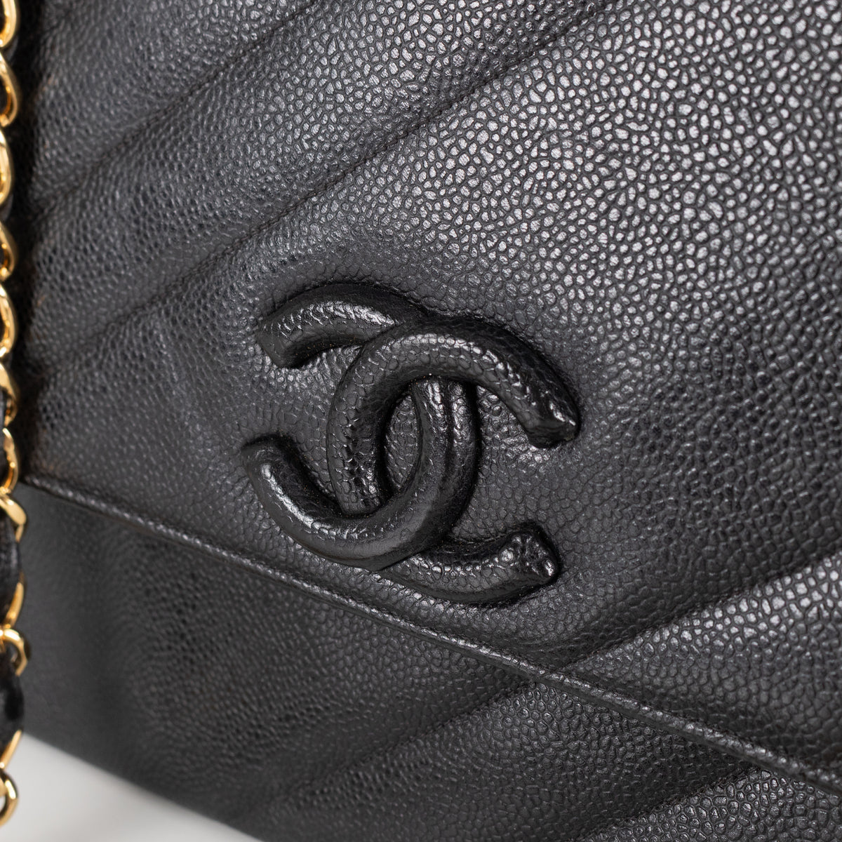 Chanel Black Caviar Leather Vintage Shoulder Bag