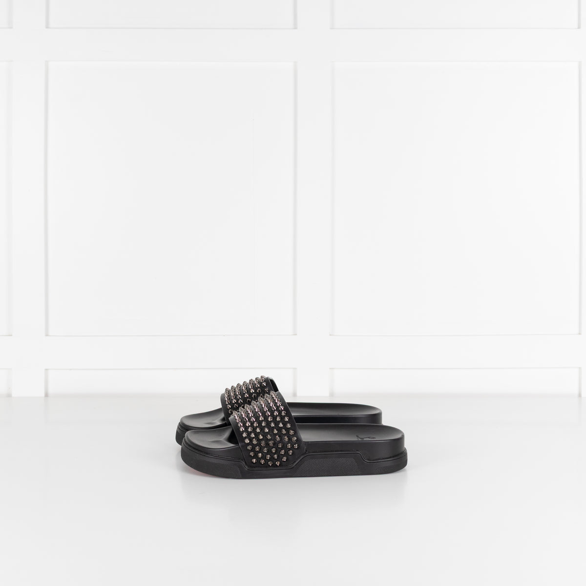 Christian Louboutin Black Studded Pool Fun Sliders