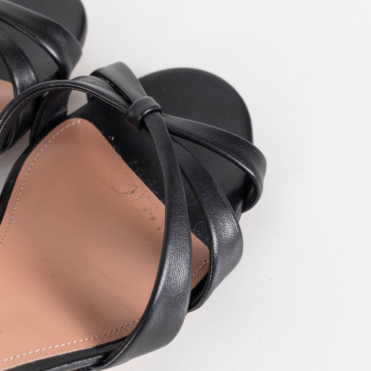 Aquazzura Black Leather Tati Sandal