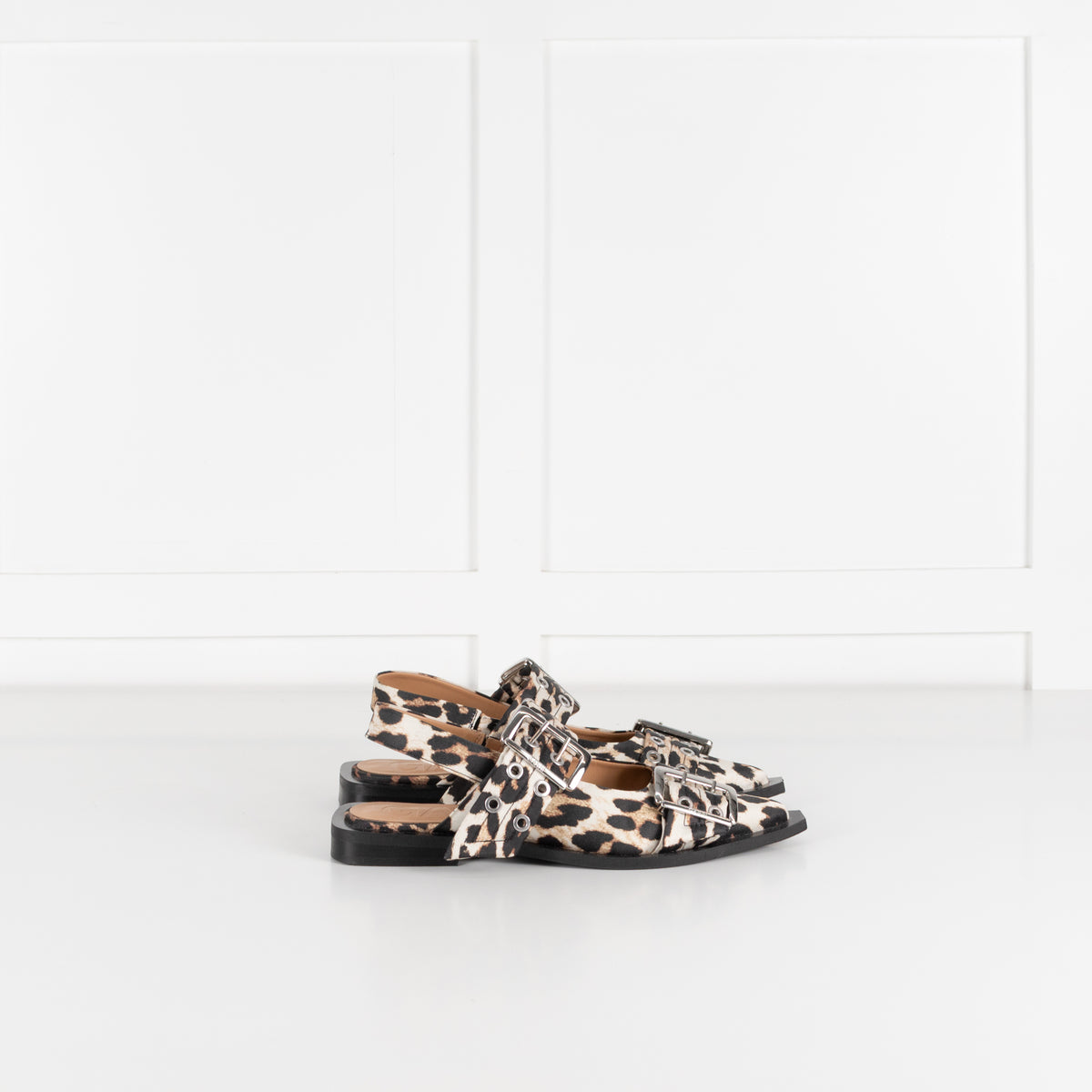 Ganni Leopard Buckle Ballet Shoes