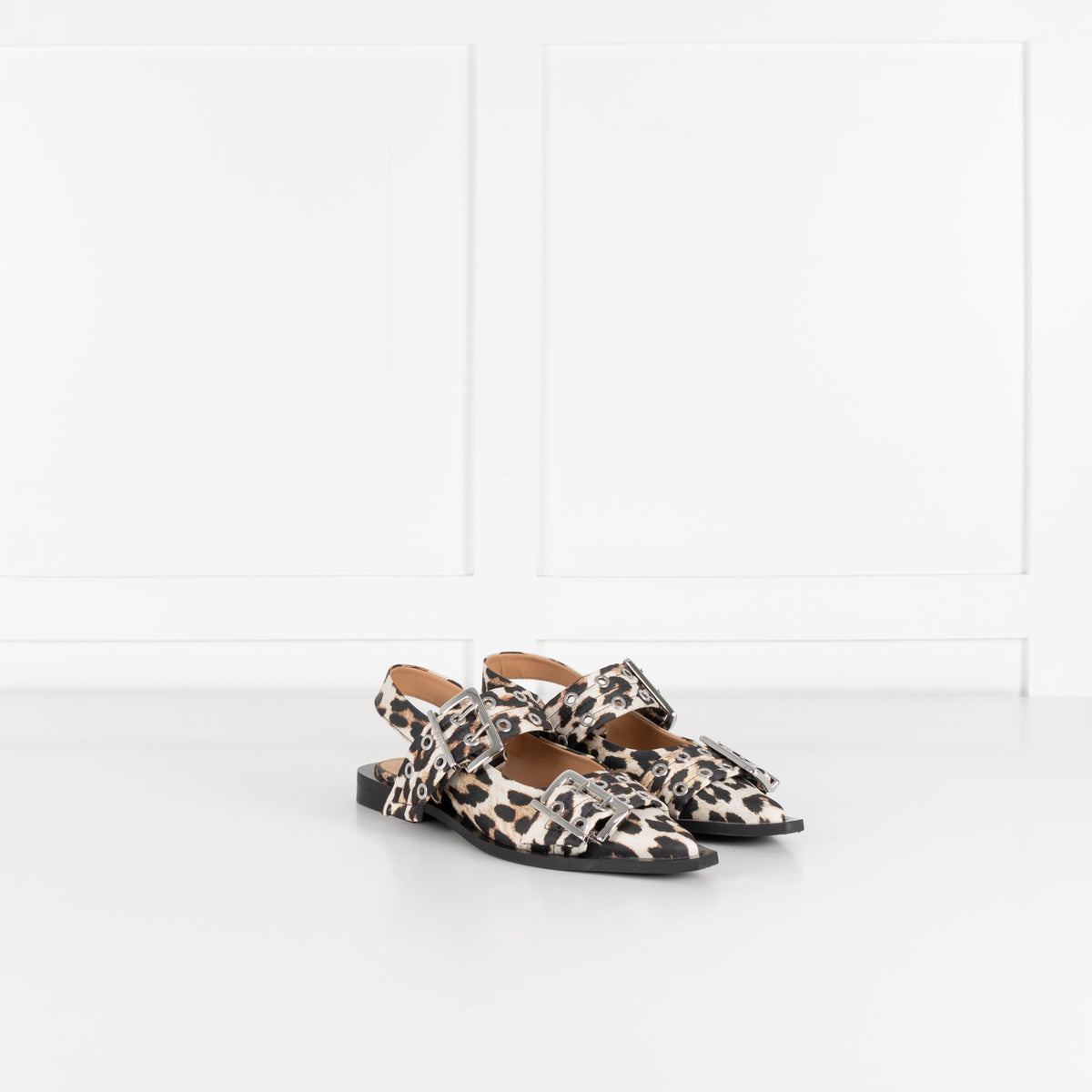Ganni Leopard Buckle Ballet Shoes