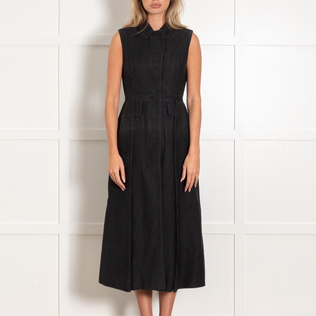 Christian Dior Black Tailored Sleeveless Long Dress