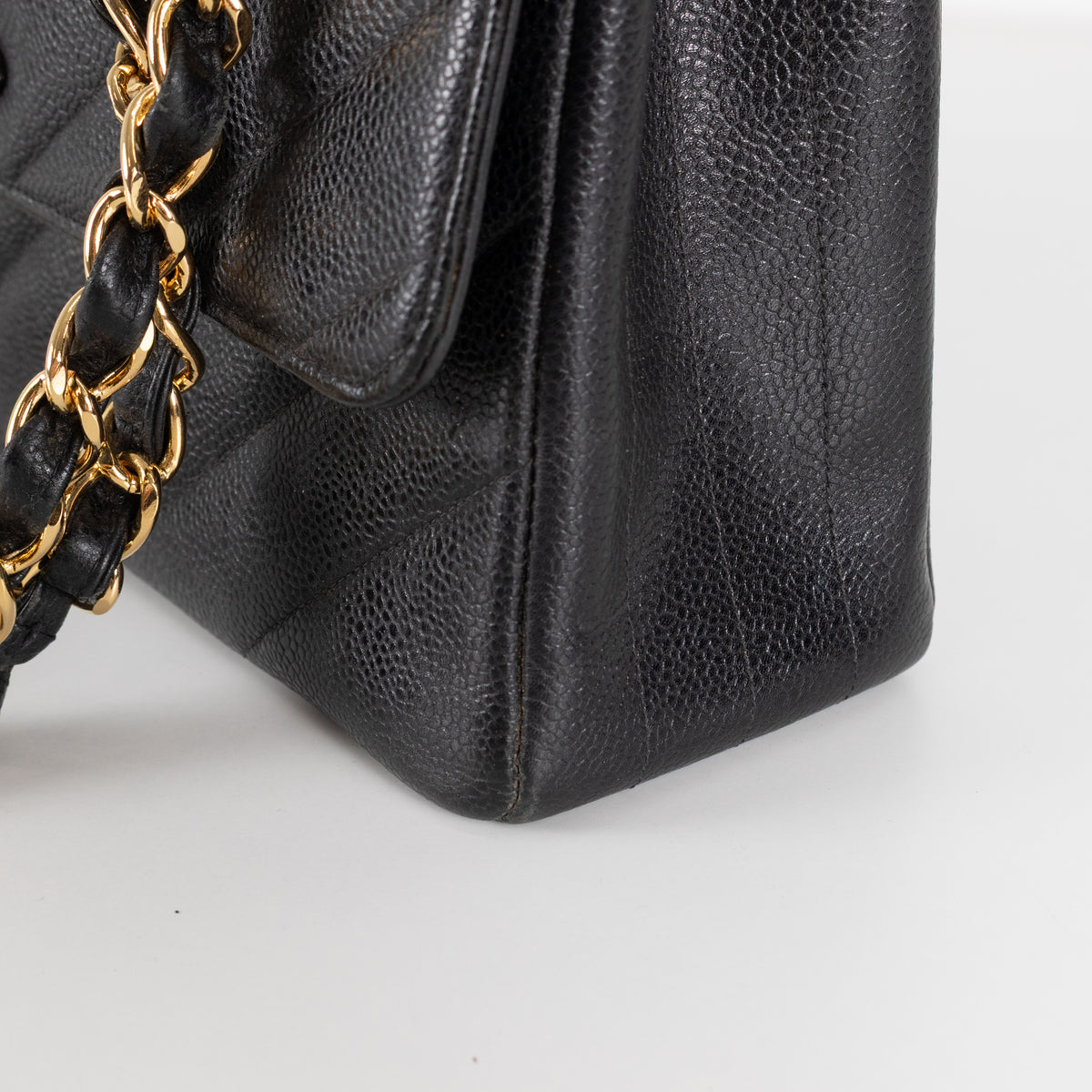 Chanel Black Caviar Leather Vintage Shoulder Bag