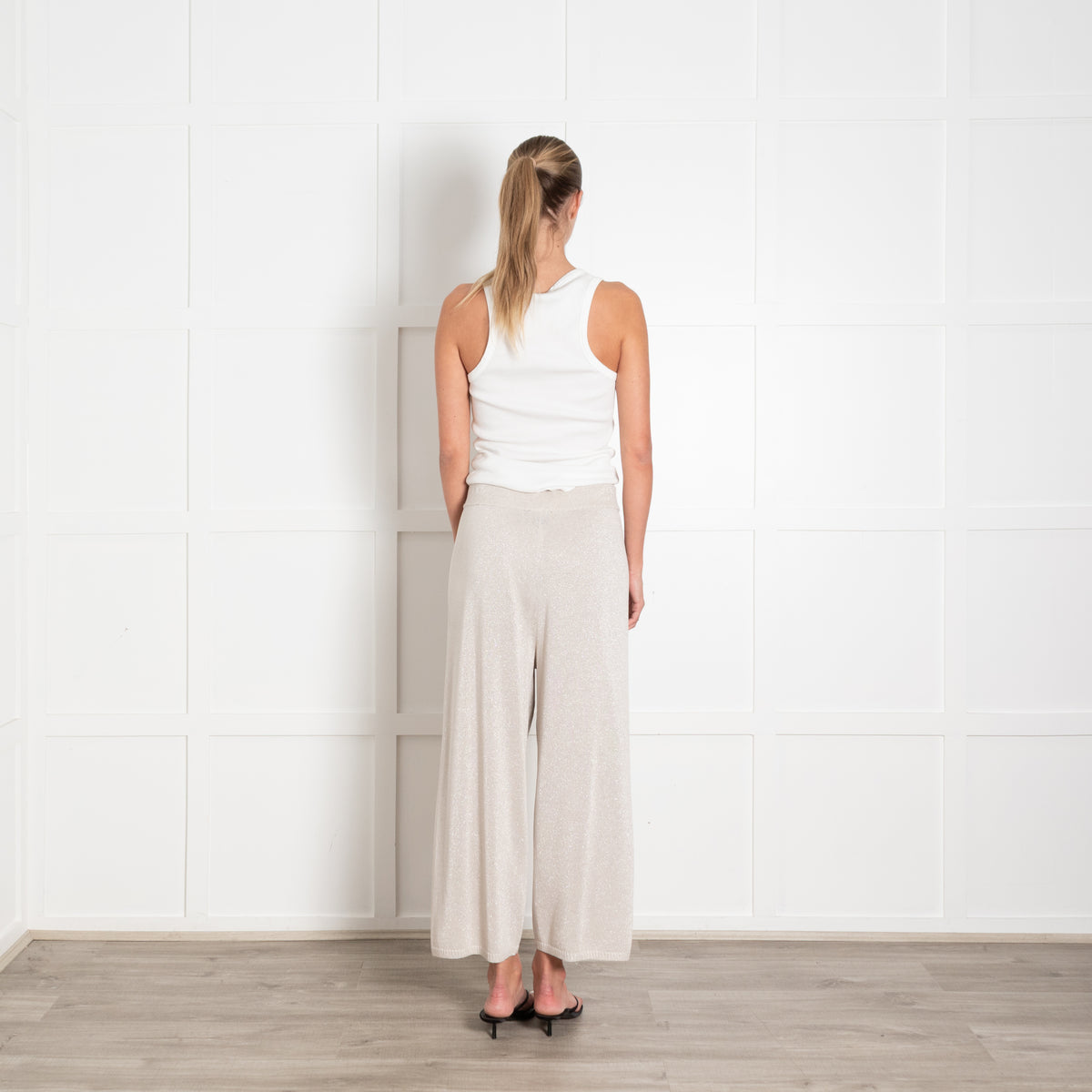 Donna Karan Gold Fine Knit Wide Leg Trousers