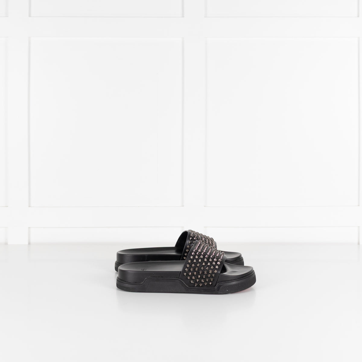 Christian Louboutin Black Studded Pool Fun Sliders