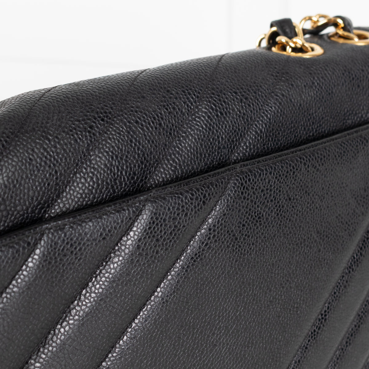 Chanel Black Caviar Leather Vintage Shoulder Bag