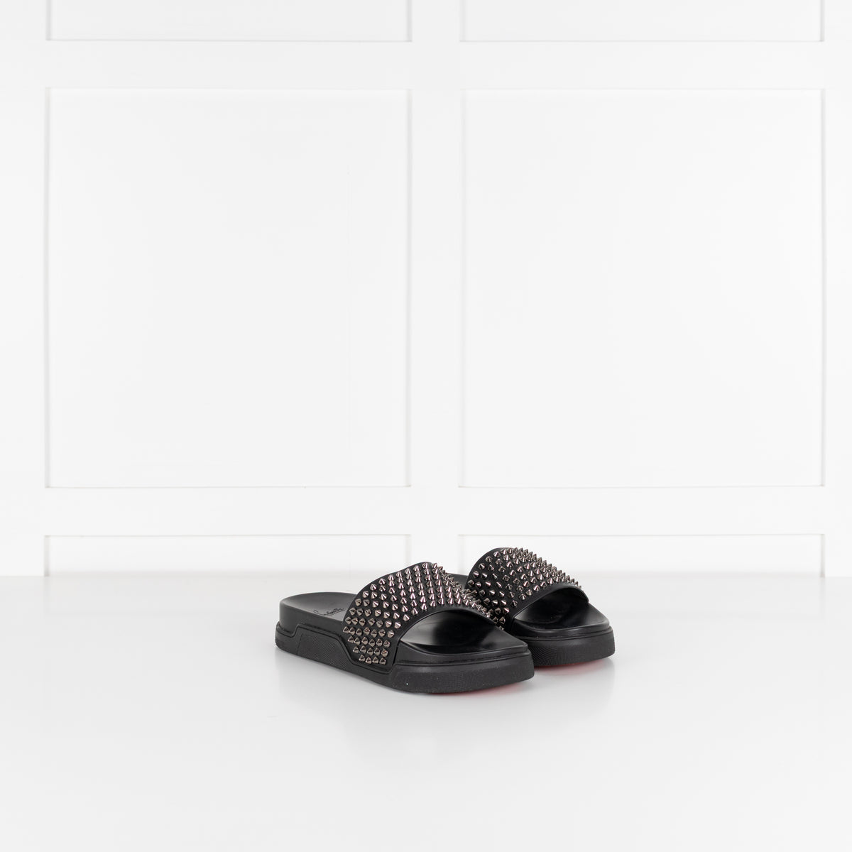 Christian Louboutin Black Studded Pool Fun Sliders