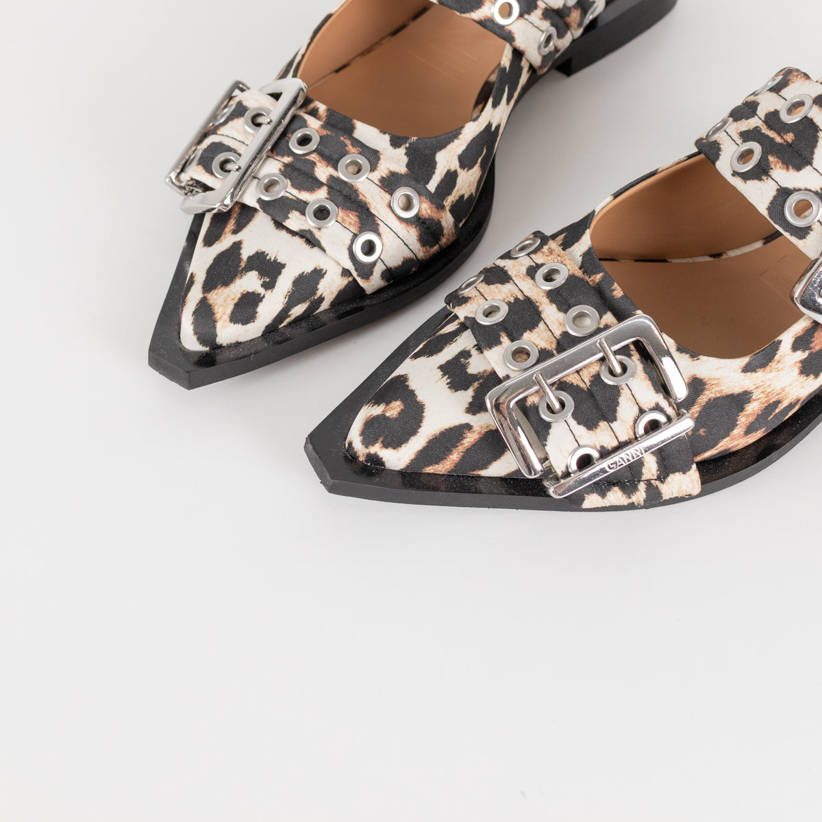 Ganni Leopard Buckle Ballet Shoes