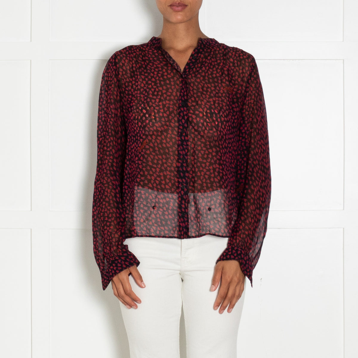 Zadig & Voltaire Preloved Black Red Heart Print Blouse