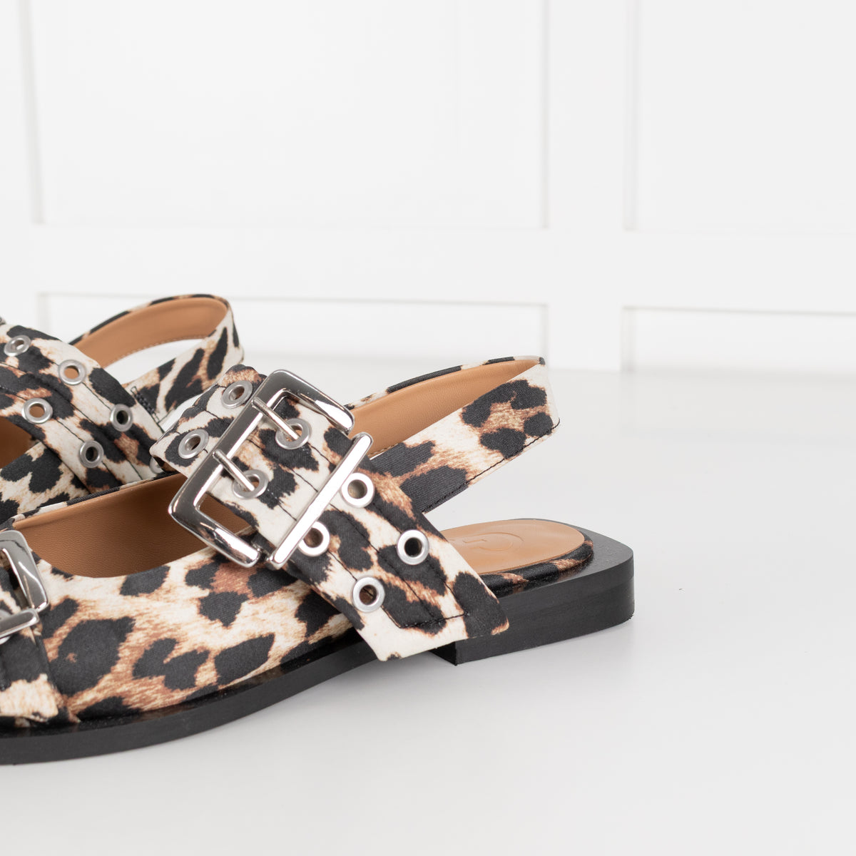 Ganni Leopard Buckle Ballet Shoes
