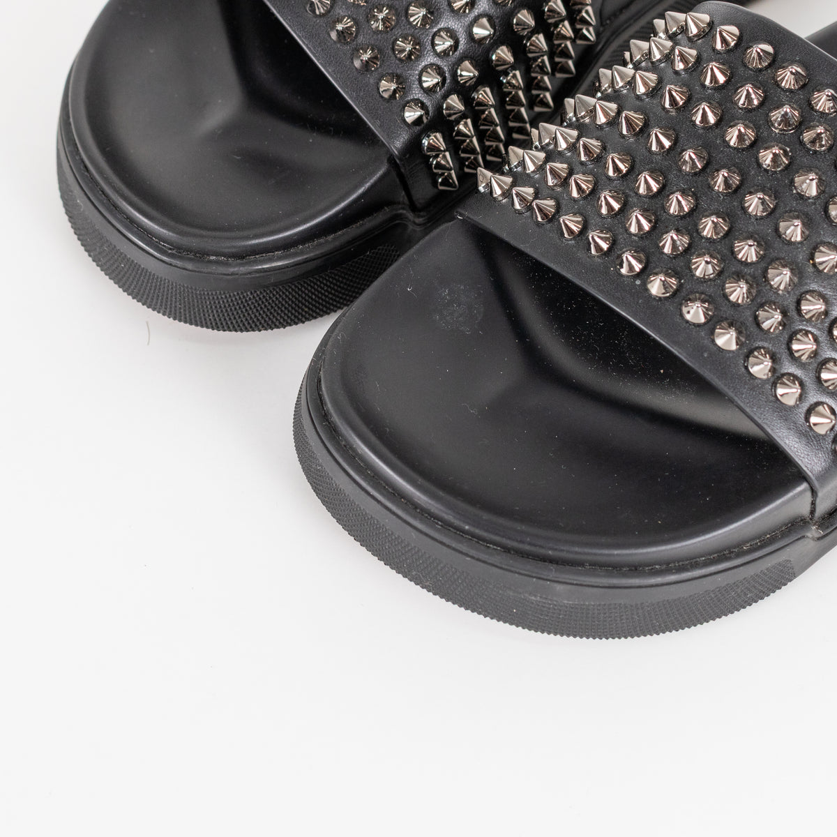 Christian Louboutin Black Studded Pool Fun Sliders