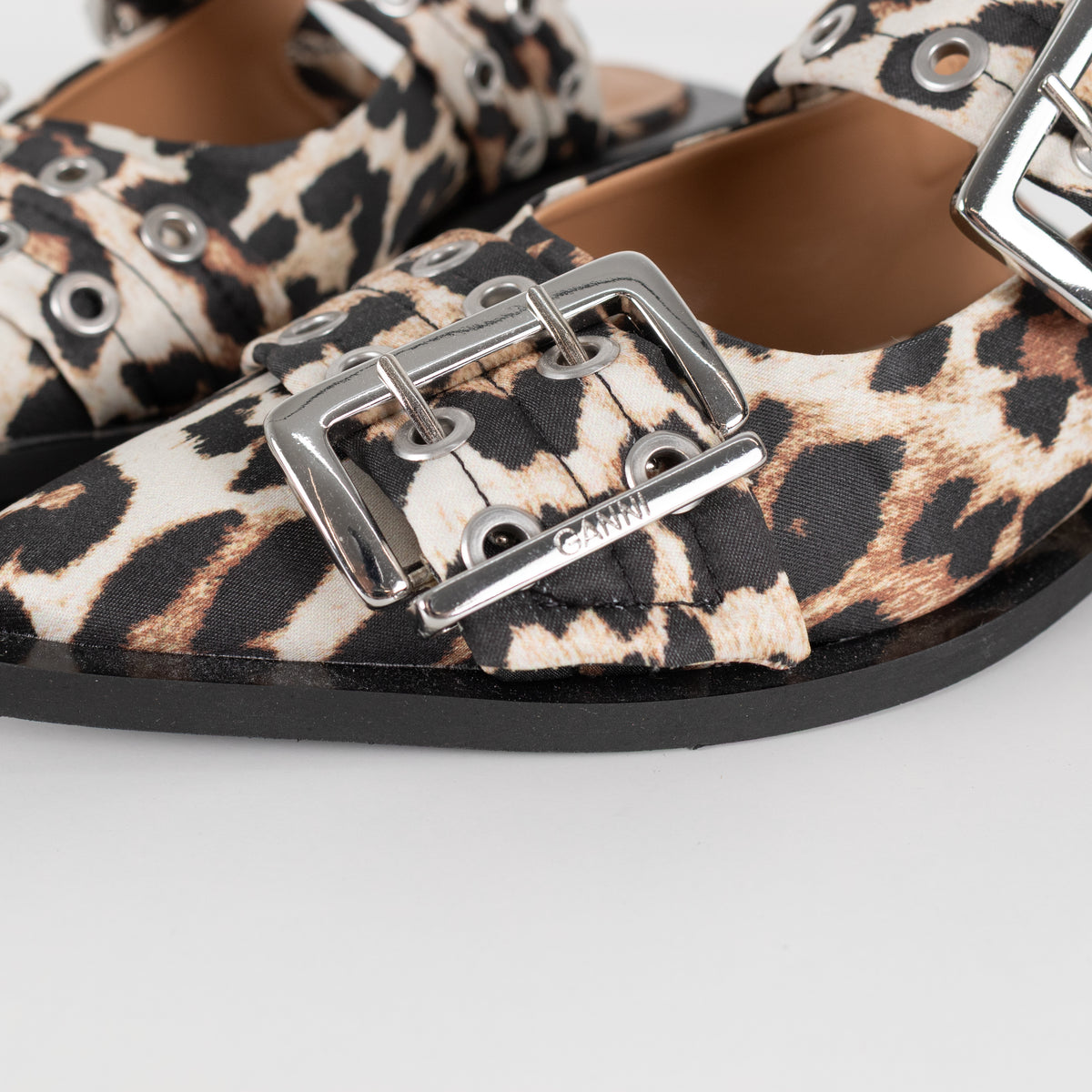Ganni Leopard Buckle Ballet Shoes