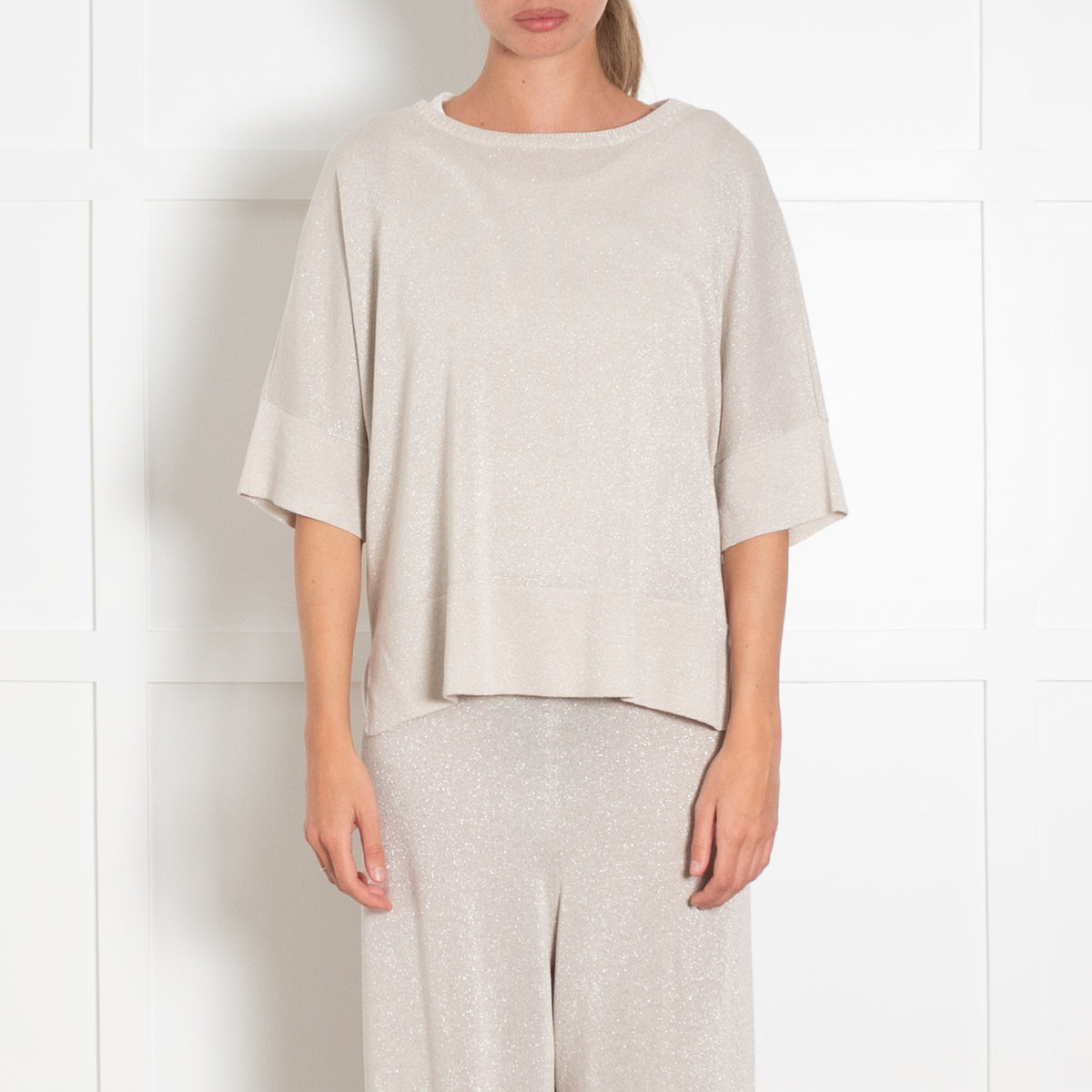 Donna Karan Gold Fine Knit Short Sleeve Top