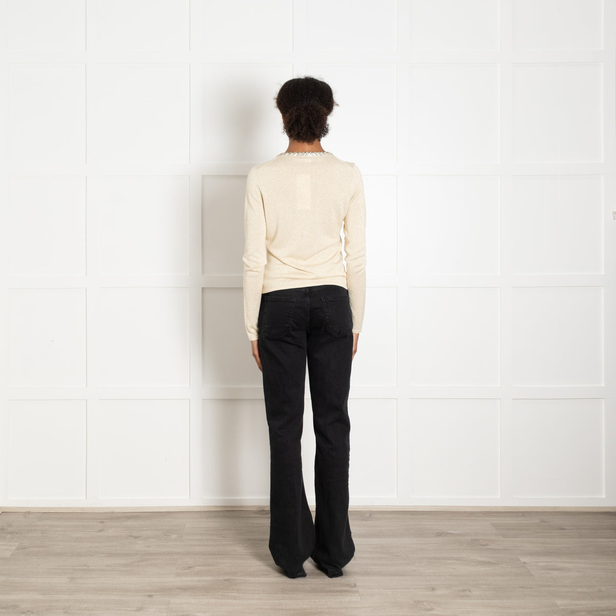 Diane Von Furstenberg Gold Cardigan with Jewelled Edge