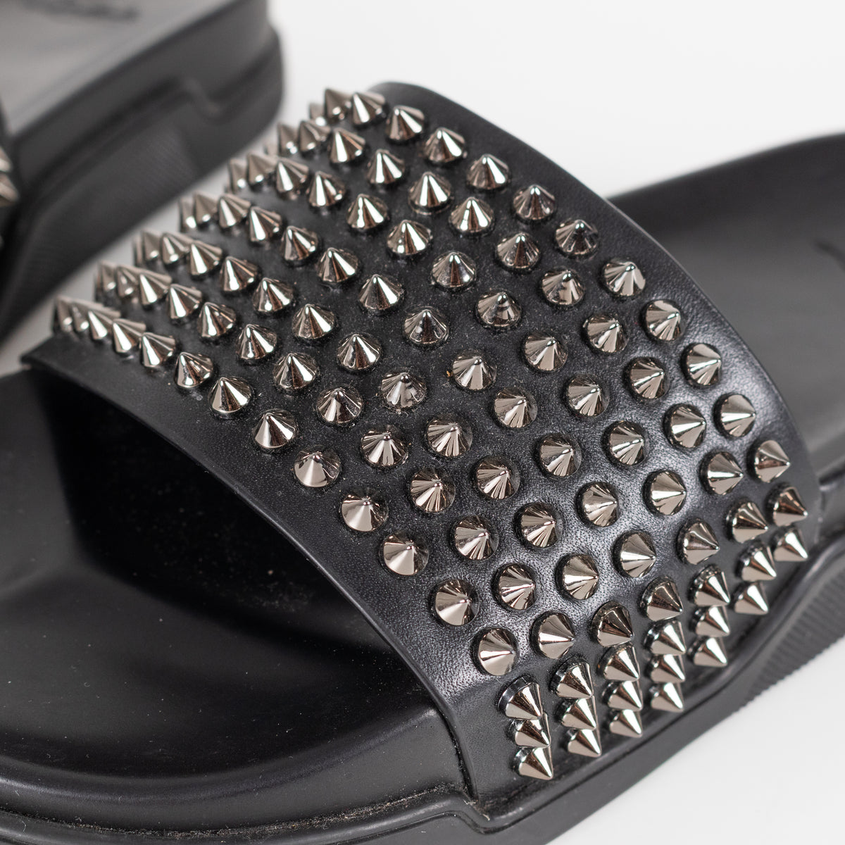 Christian Louboutin Black Studded Pool Fun Sliders