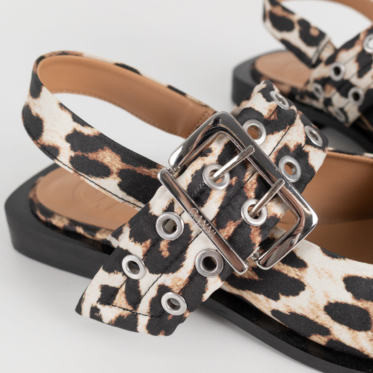 Ganni Leopard Buckle Ballet Shoes