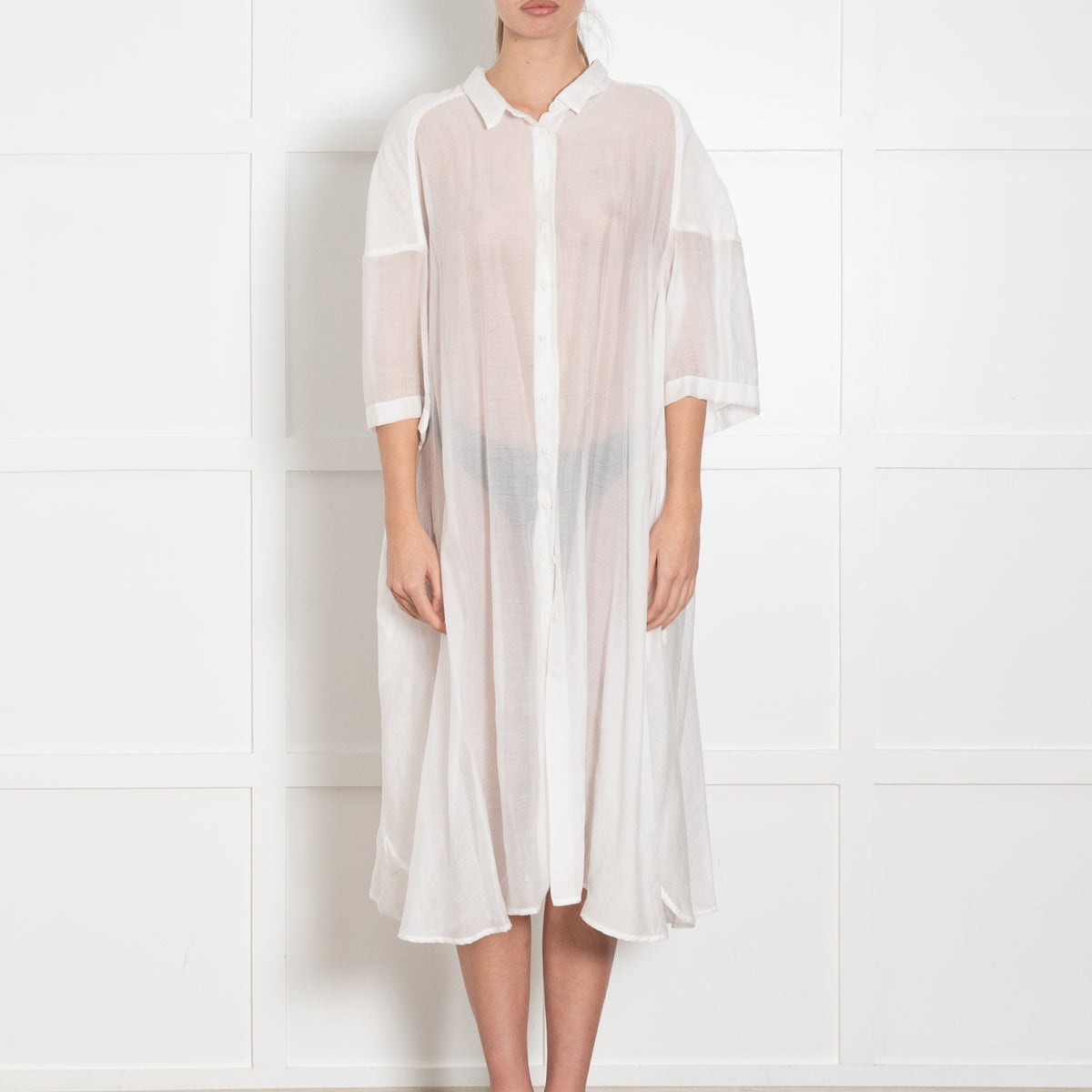 Rundholz Black Label White Sheer Shortsleeve Dress