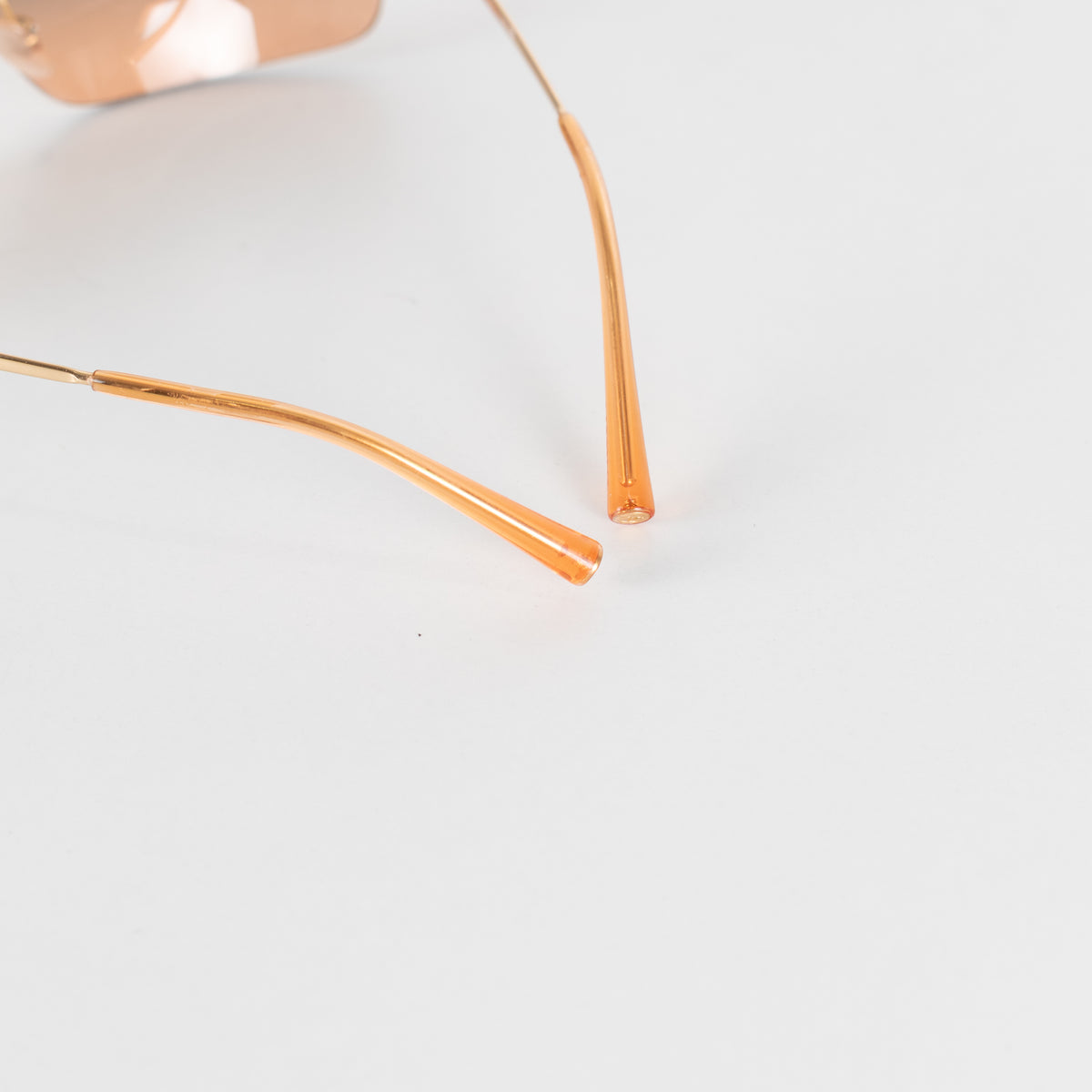 Chanel Brown Gold Tone Hardware Rimless Vintage 4017-D Sunglasses