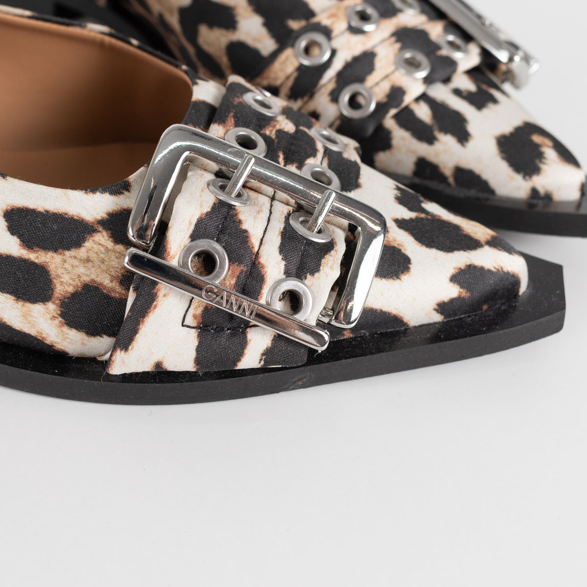 Ganni Leopard Buckle Ballet Shoes