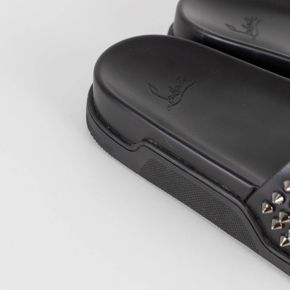 Christian Louboutin Black Studded Pool Fun Sliders