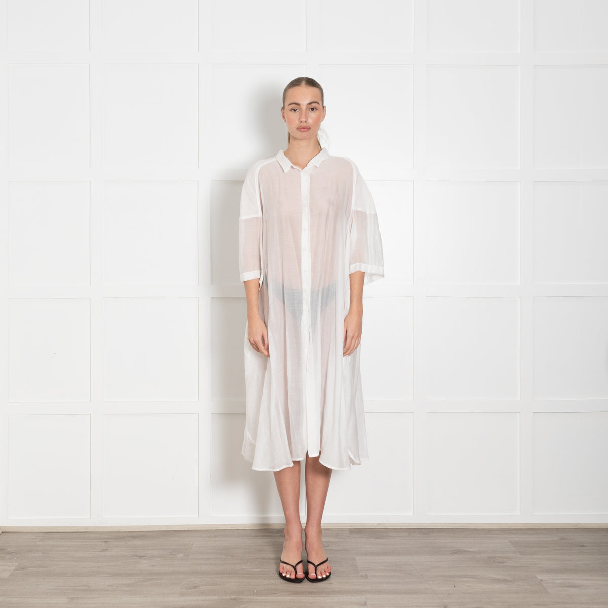 Rundholz Black Label White Sheer Shortsleeve Dress