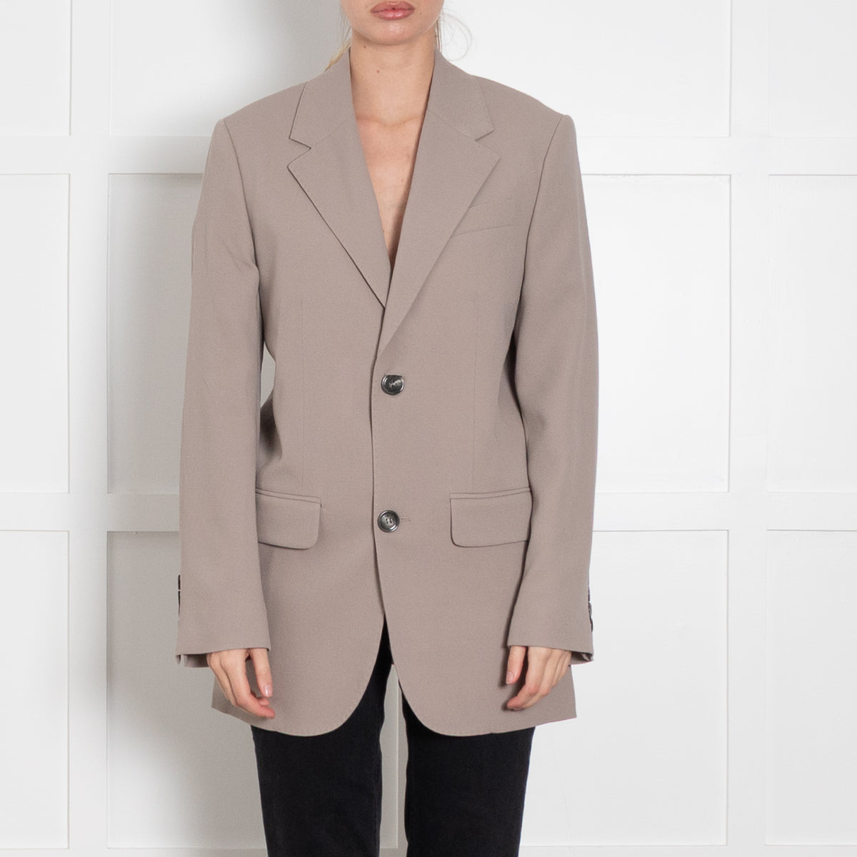 AMI Paris Oversized Taupe Wool Blazer