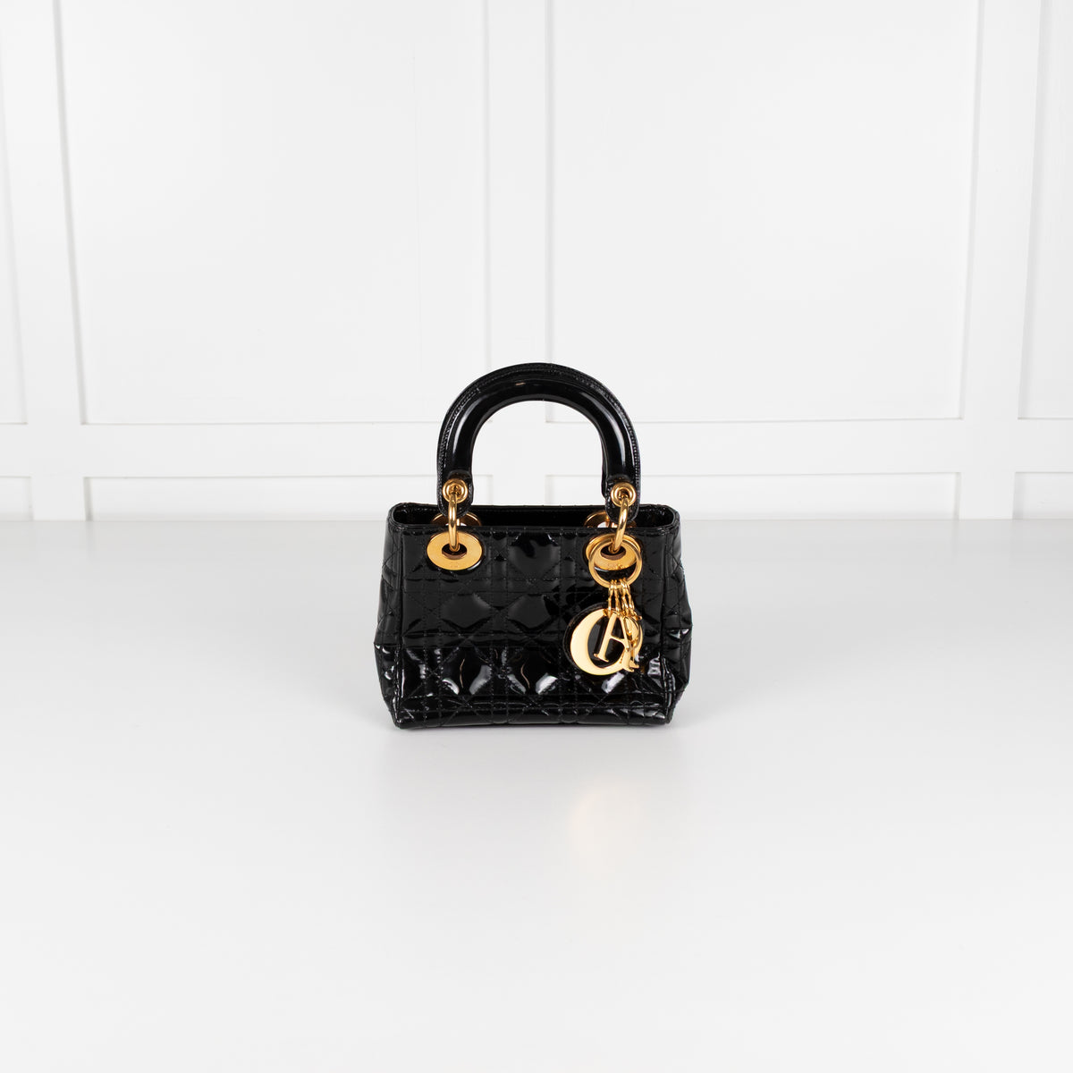 Christian Dior Black Patent Vintage Mini Lady Dior