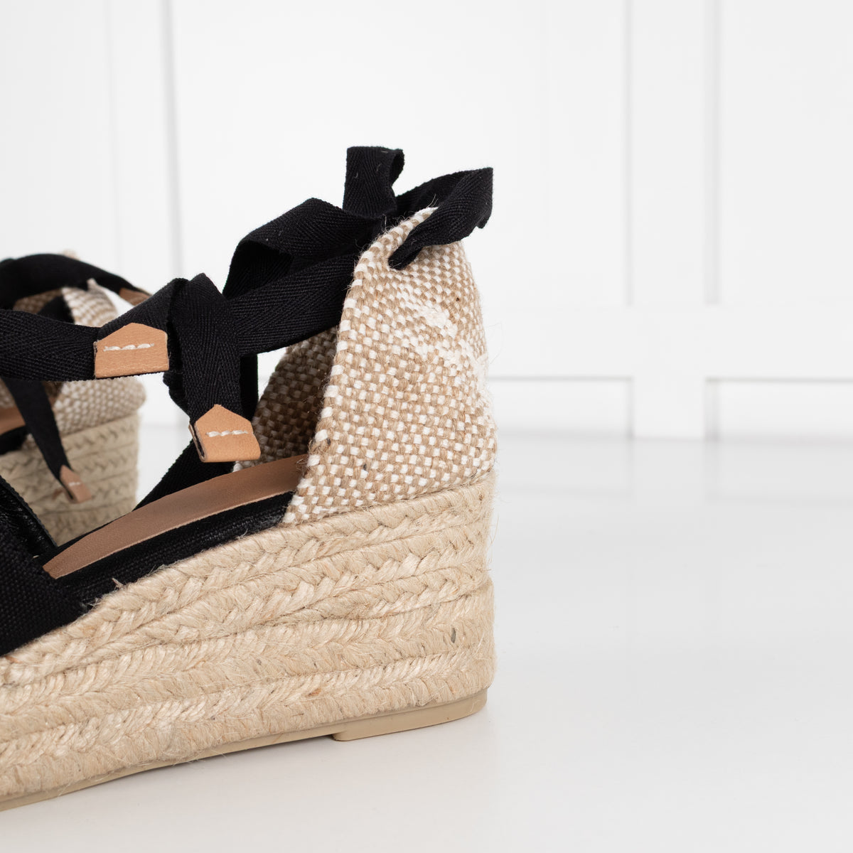 Castaner Black Linen Wedge Espadrilles