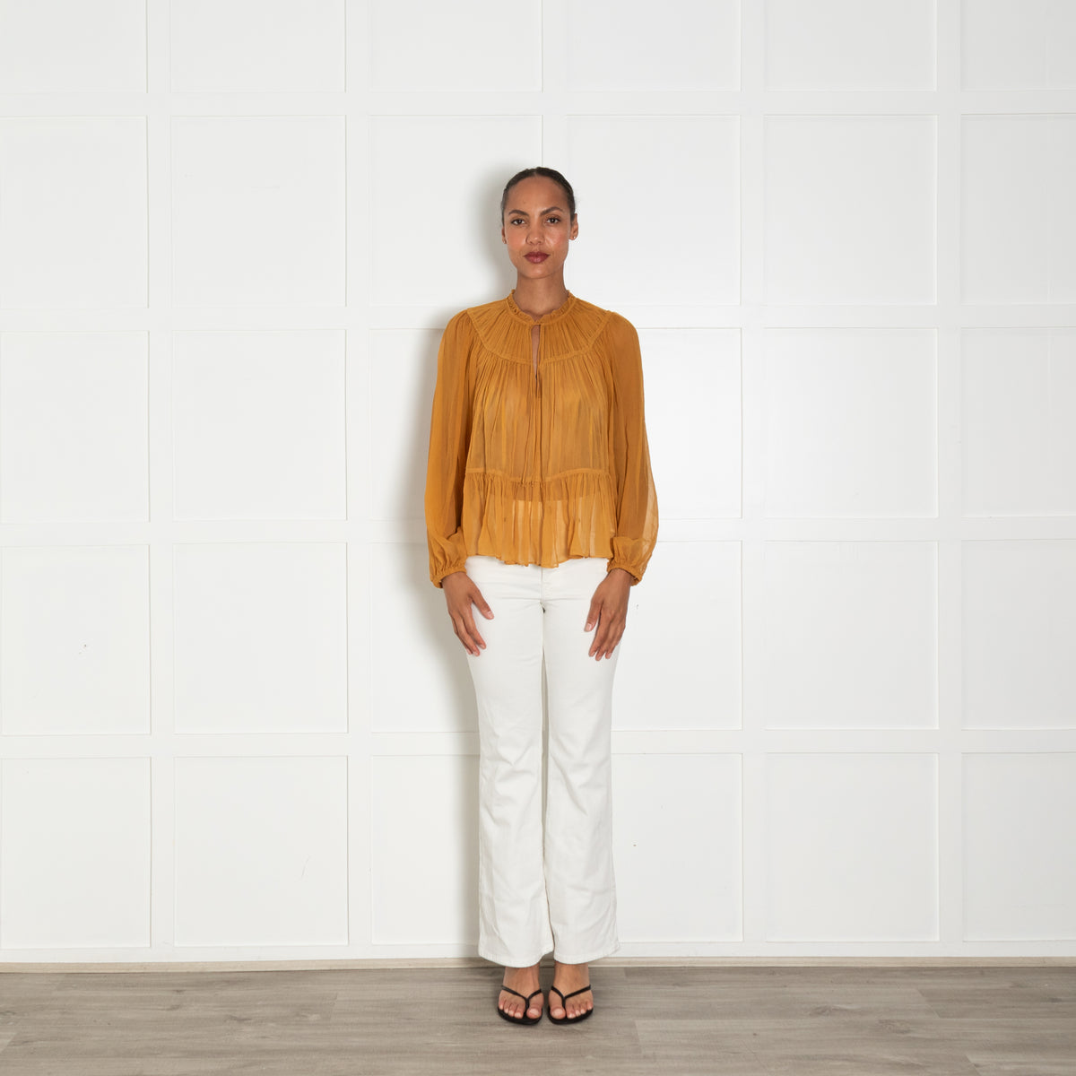 Ulla Johnson Mustard Chiffon Silk Top