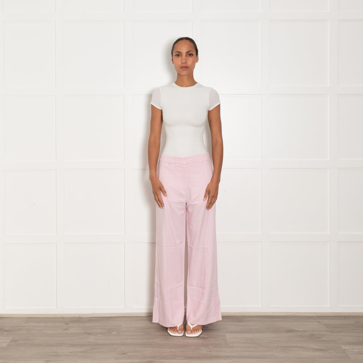 Me + Em Pale Pink Wide Leg Trousers