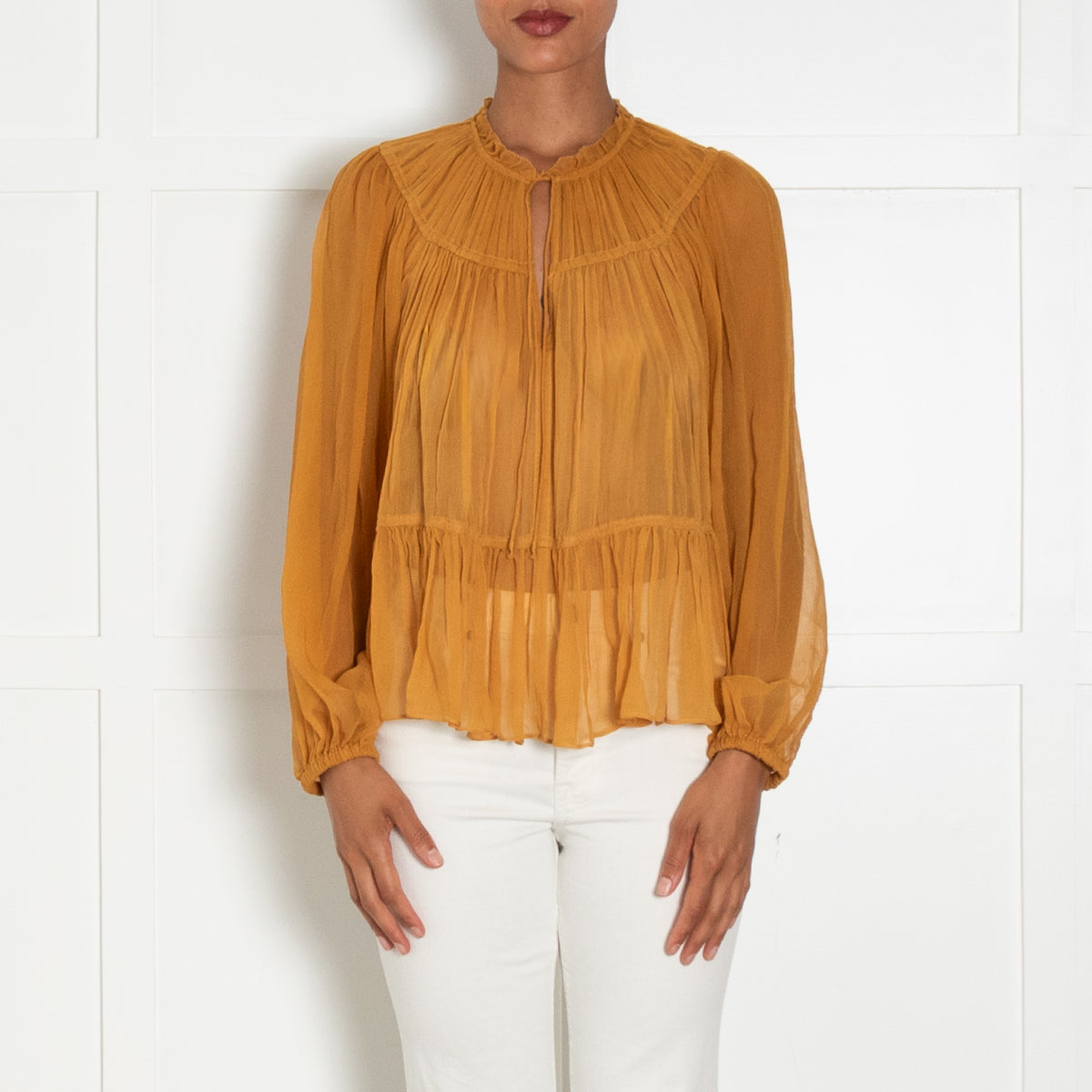 Ulla Johnson Mustard Chiffon Silk Top