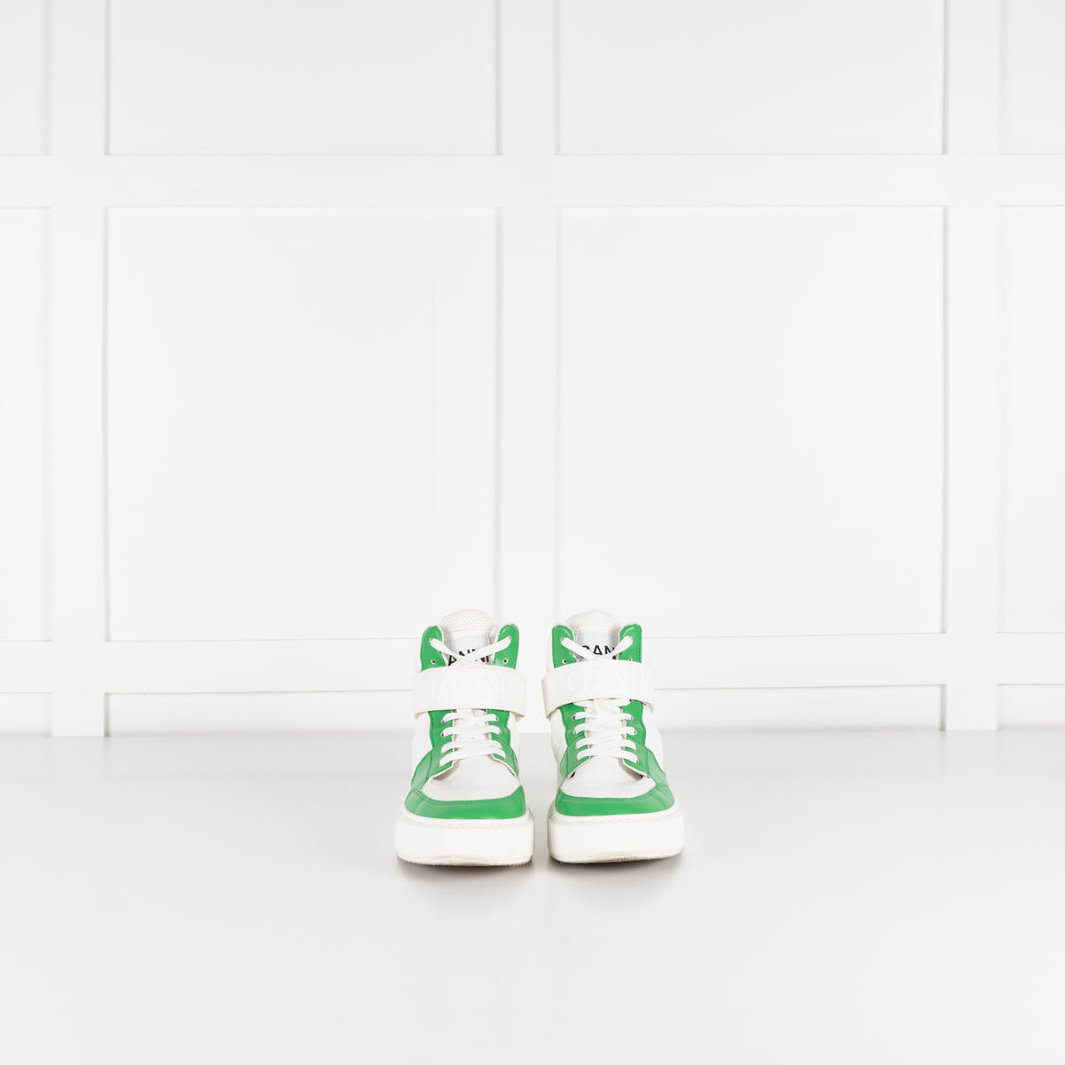 Ganni Green And White Cupsole High Top Trainers
