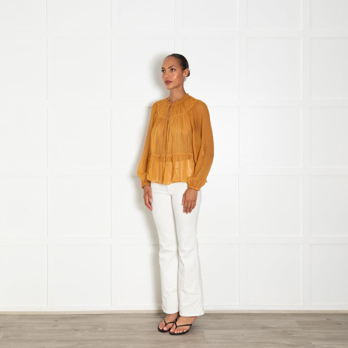 Ulla Johnson Mustard Chiffon Silk Top