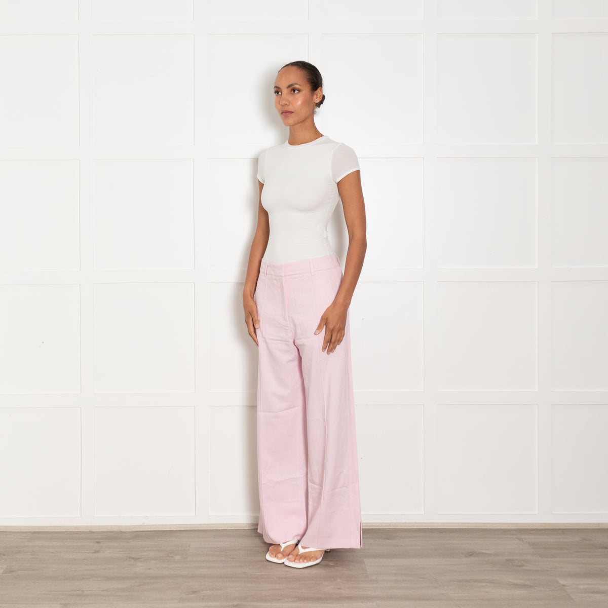 Me + Em Pale Pink Wide Leg Trousers