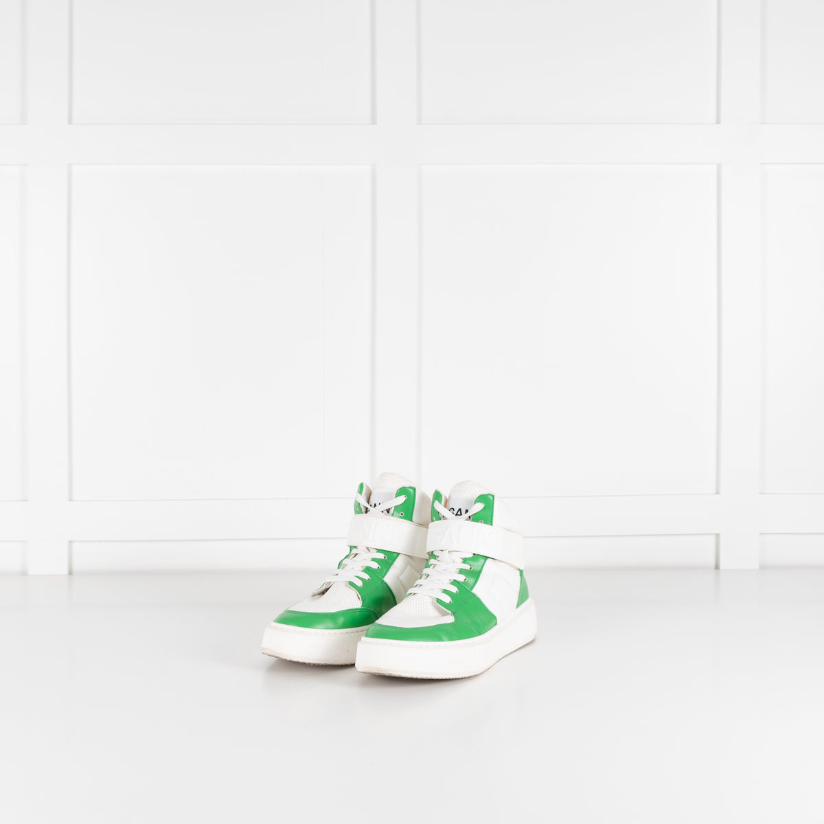 Ganni Green And White Cupsole High Top Trainers