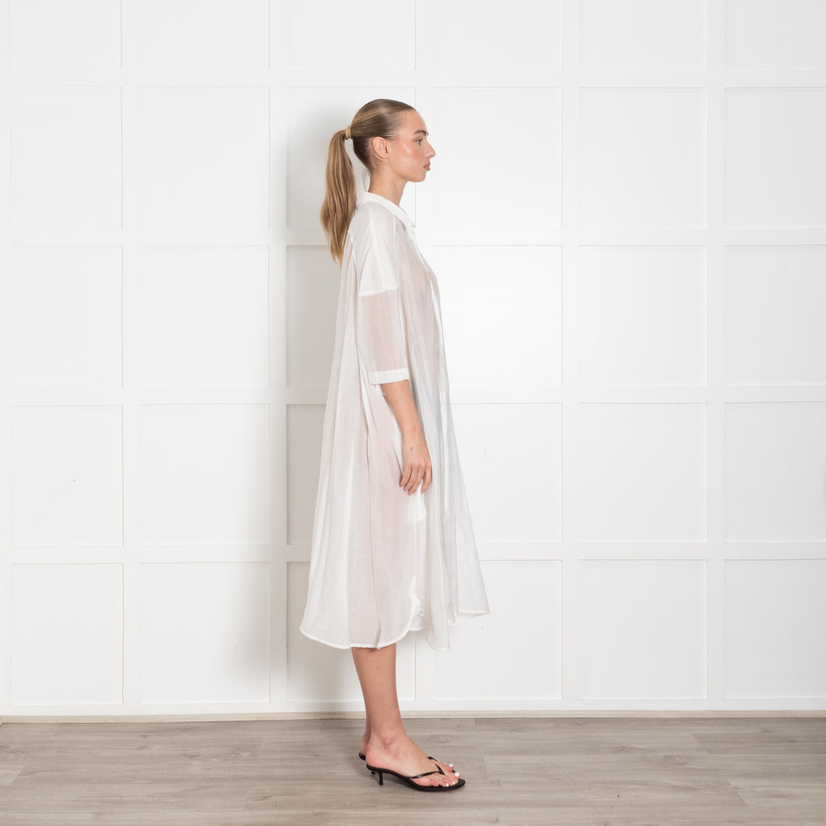 Rundholz Black Label White Sheer Shortsleeve Dress