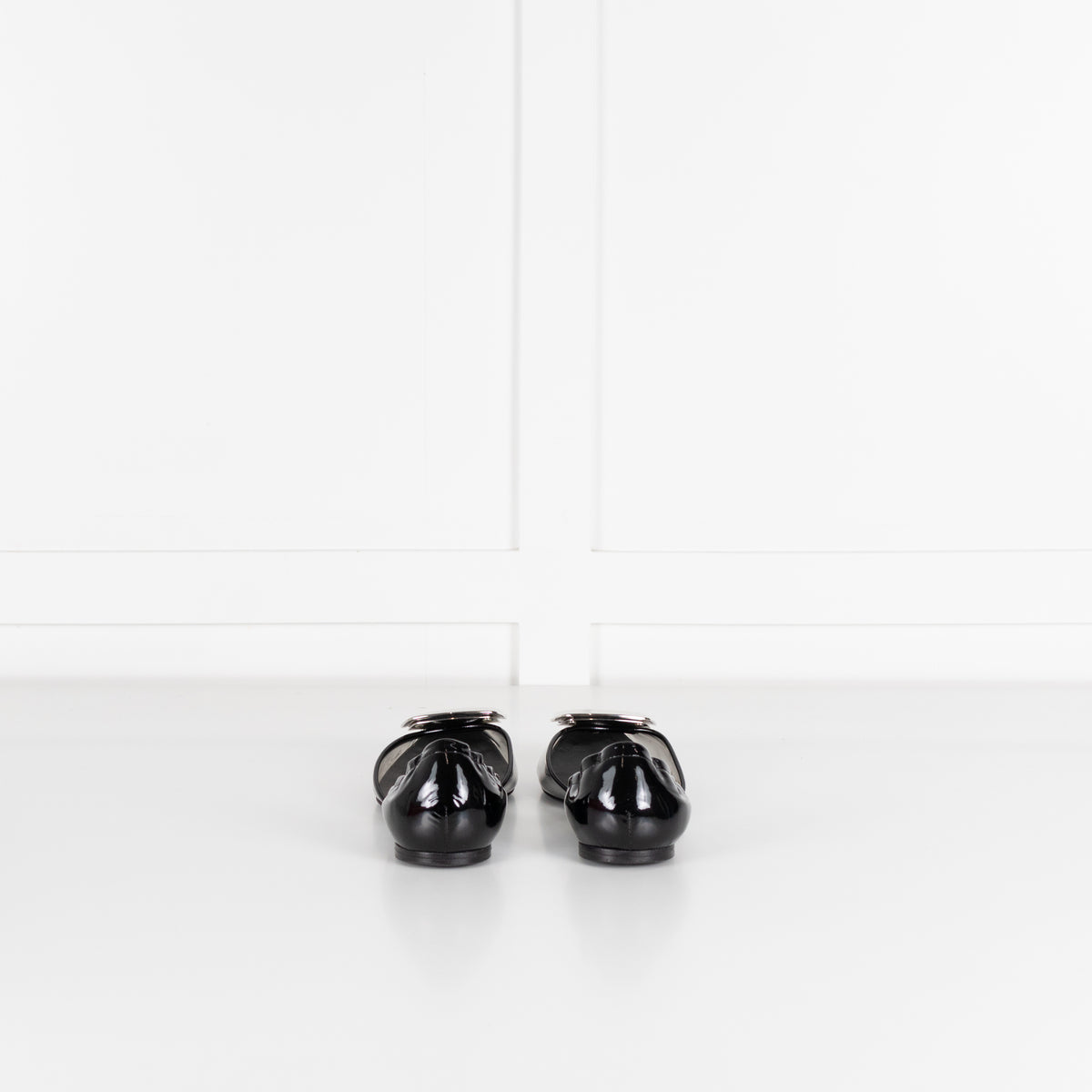 Roger Vivier Black Patent Leather And Vinyl Flat Shoes