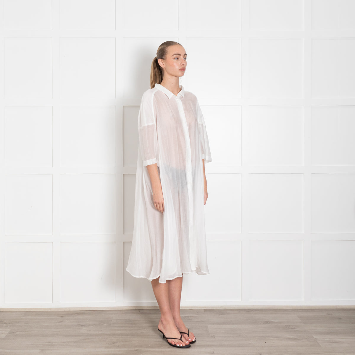 Rundholz Black Label White Sheer Shortsleeve Dress
