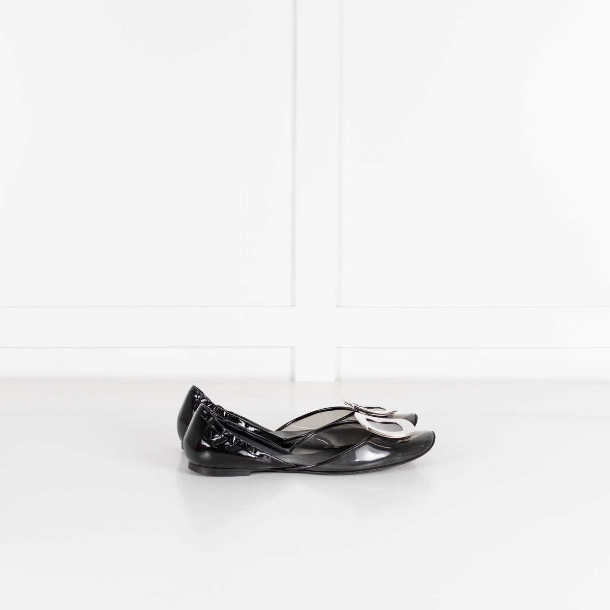 Roger Vivier Black Patent Leather And Vinyl Flat Shoes