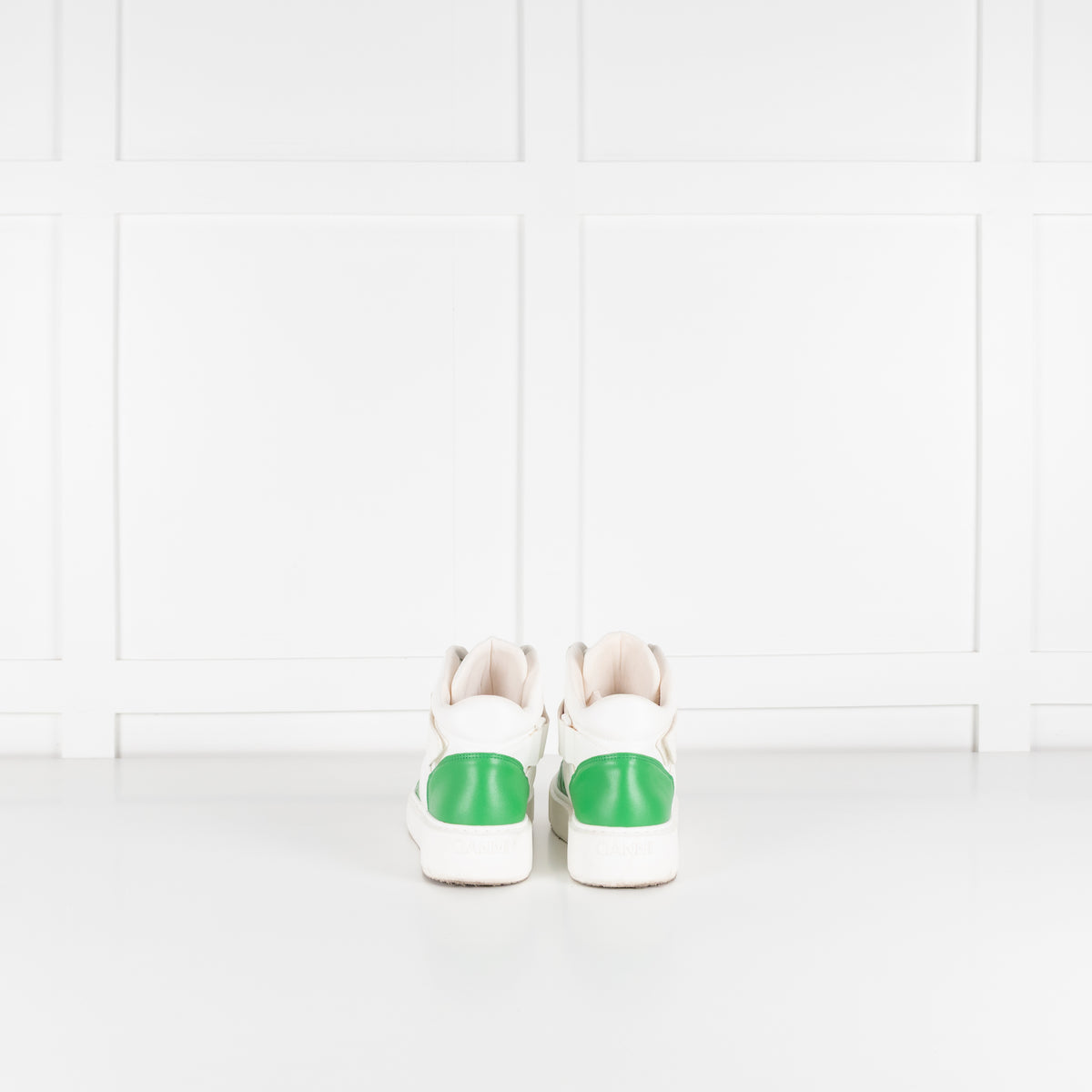 Ganni Green And White Cupsole High Top Trainers