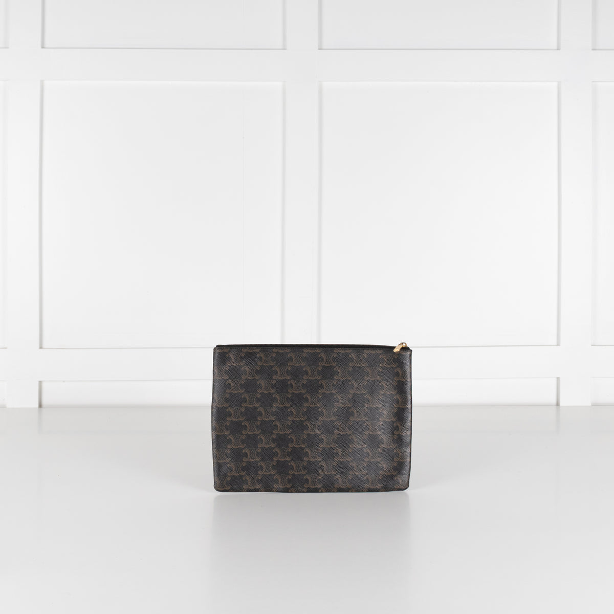 Celine Black Brown Triomphe Canvas Pouch