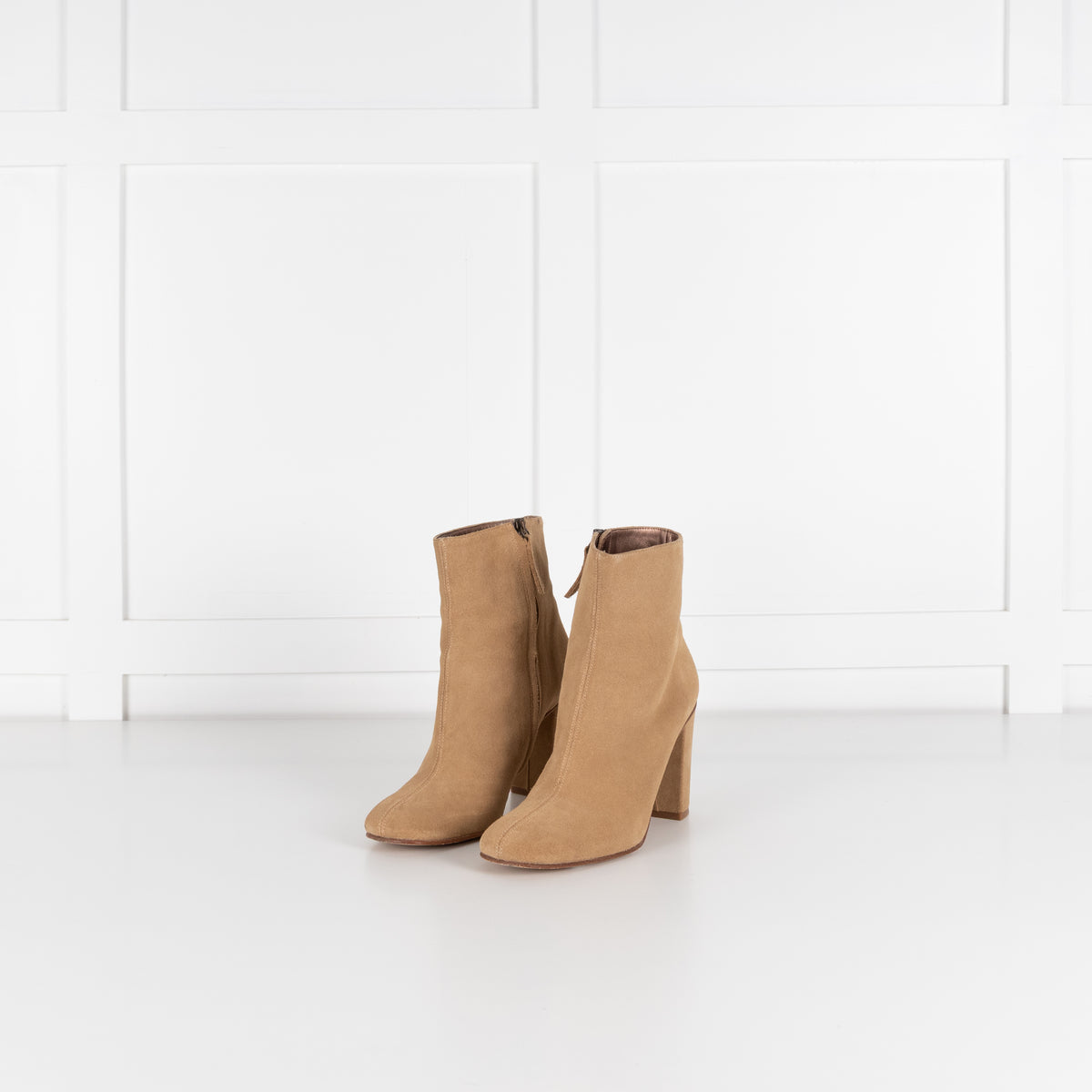 Penelope Chilvers Tan Suede Round Toe Ankle Boots