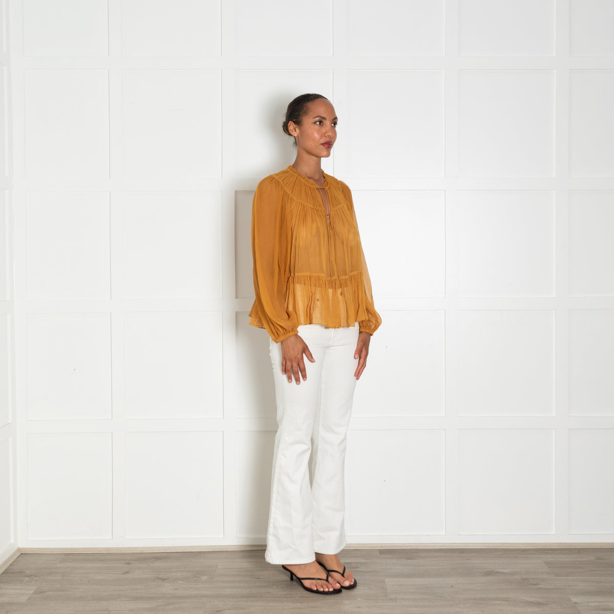 Ulla Johnson Mustard Chiffon Silk Top
