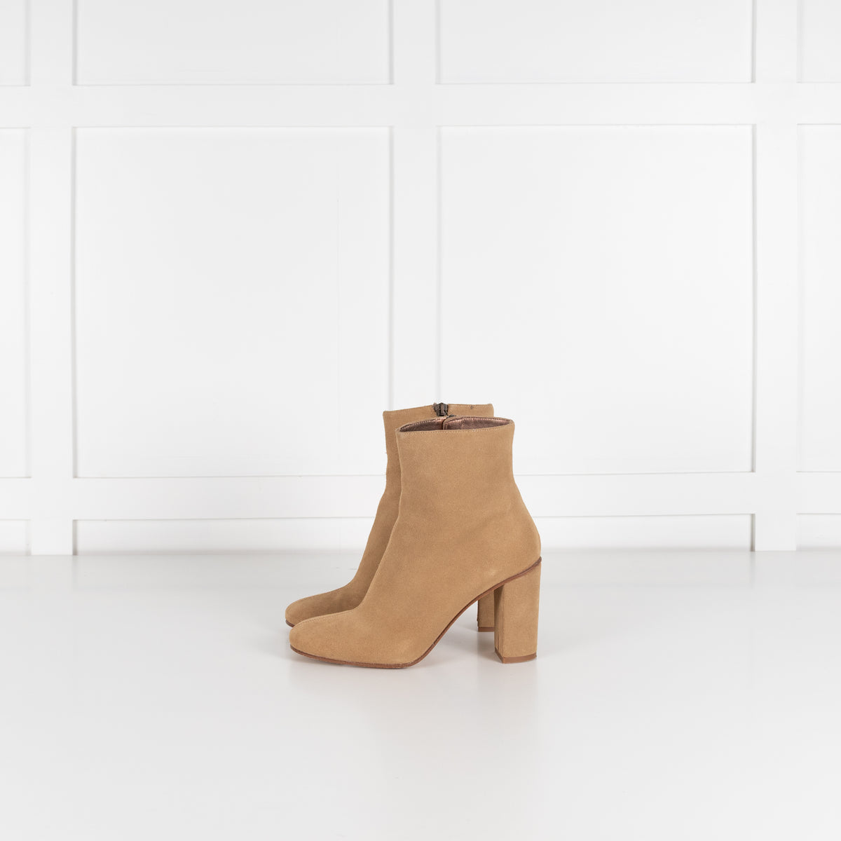 Penelope Chilvers Tan Suede Round Toe Ankle Boots