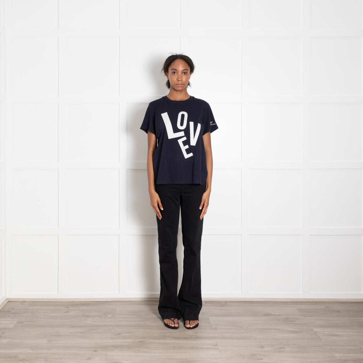 Cinq a Sept tous les jours Navy T Shirt With White Logo