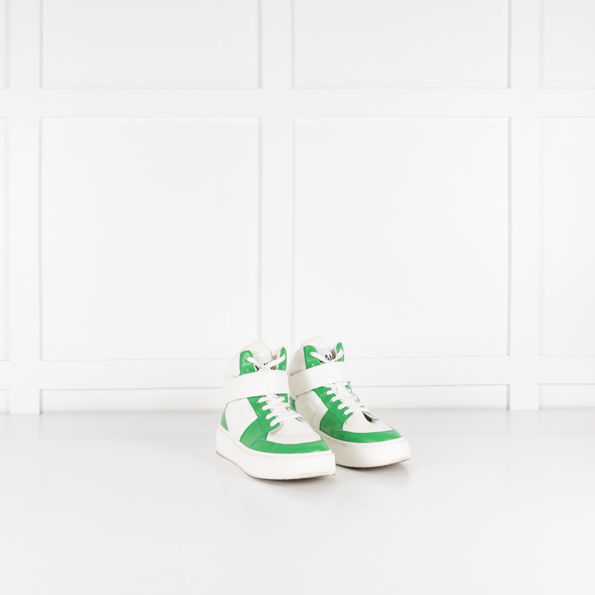 Ganni Green And White Cupsole High Top Trainers