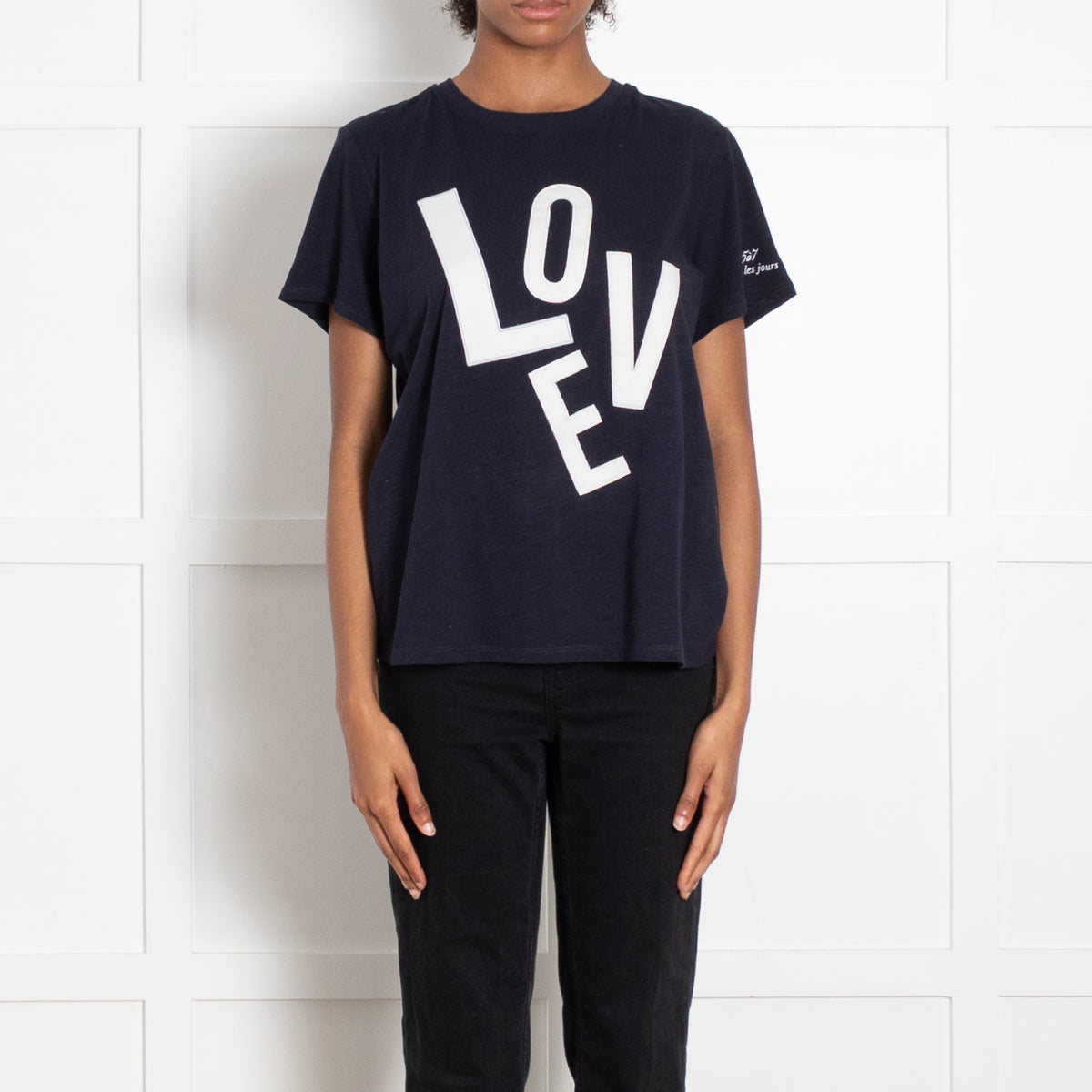 Cinq a Sept tous les jours Navy T Shirt With White Logo