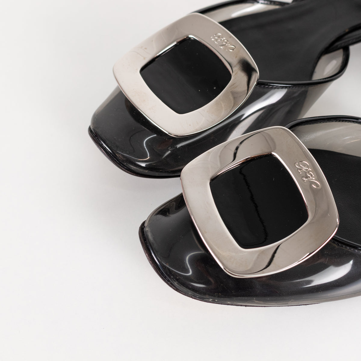 Roger Vivier Black Patent Leather And Vinyl Flat Shoes